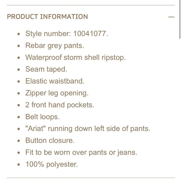 Ariat Pants Men’s Large Regular Gray Rebar Stormshell Waterproof Workwear Rain - Picture 4 of 11